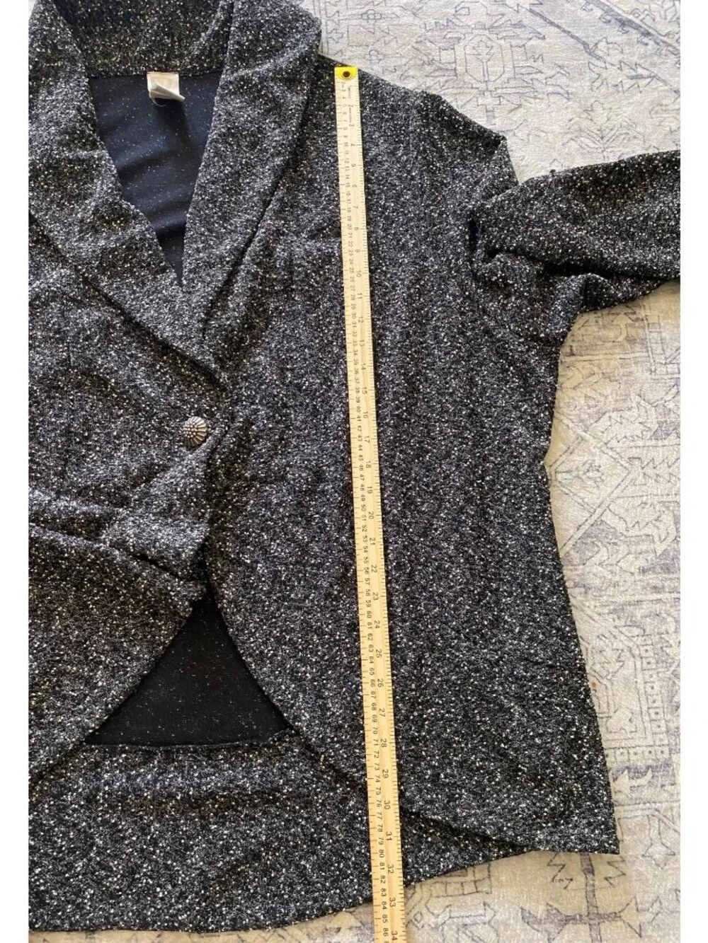 Roamans Womens Black & White Cardigan Jacket‎ Size 34W Button Front Textured Vtg